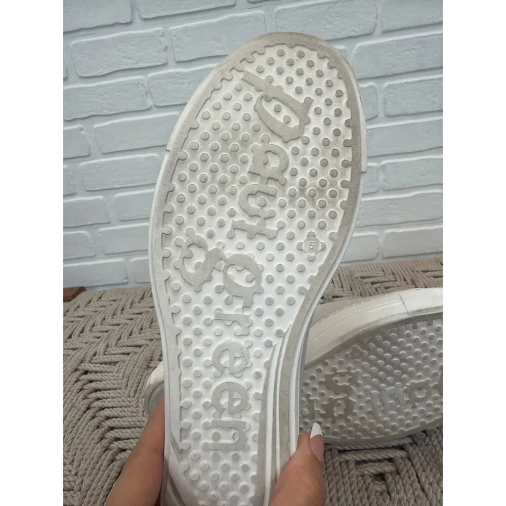 Paul Green Leather Platform Sneakers Cream Gold Hardware Size 5